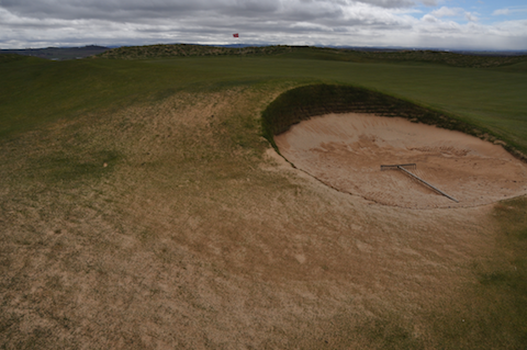 More sand outside than in the bunker at 16th, Gullane no1